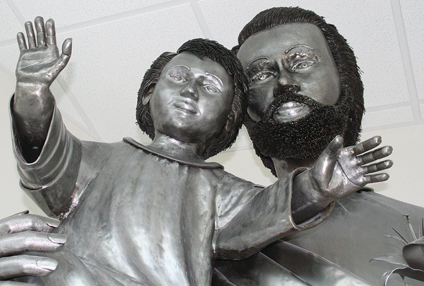 Statue of St. Joseph and the child Jesus, in St. Joseph Cathedral School in Jefferson City.